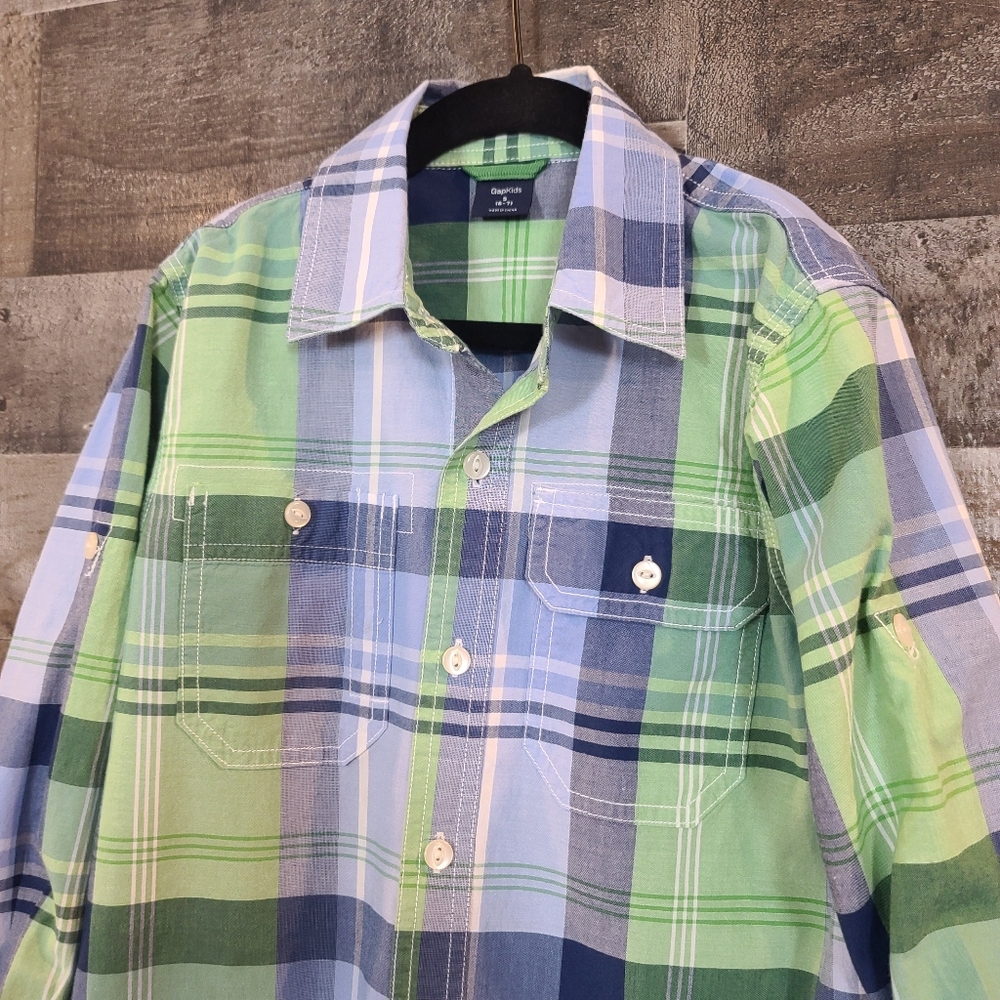Youth GAP kids plaid button down, YS 6-7
